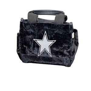 KOALA KANVAS Mini Luxe North South Tote Crushed Velvet Black and Silver EUC